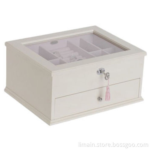 Wooden jewelry box with glass